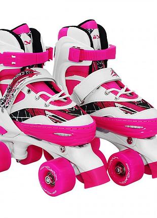 Роликовые коньки (квады) sportvida sv-lg0055 size 35-38 white/pink