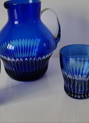 Богемское стекло. кобальт.