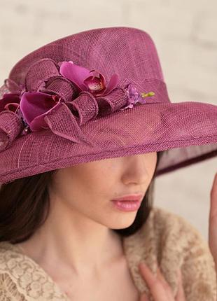 Женская летняя шляпа с опущенными полями из соломки размер 55-59 см