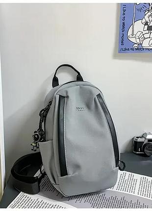 Мужская сумка слинг через плечо плотная серая tiding (без брелка)