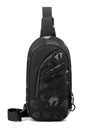 Мужская сумка через плечо слинг плотная стильная на каждый день we power