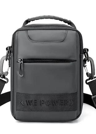 Мужская сумка месенджер влагостойкая стильная на плечо серая we power