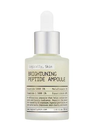 Пептидна сироватка проти пігментних плям та нерівного тону logically, skin brightuning peptide ampoule, 30 мл