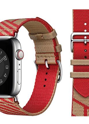 Змінний тканинний ремінець для apple watch 42 / 44 / 45 / 49 мм червоний з коричневим