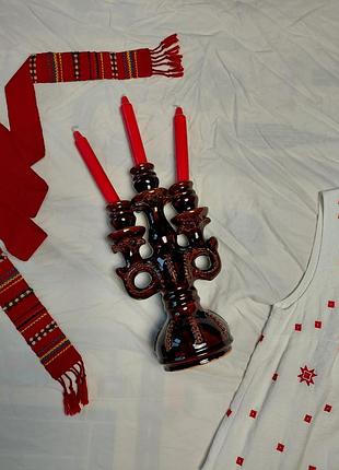 Винтажный керамический подсвечник на три свечи. опешня, полтавская область