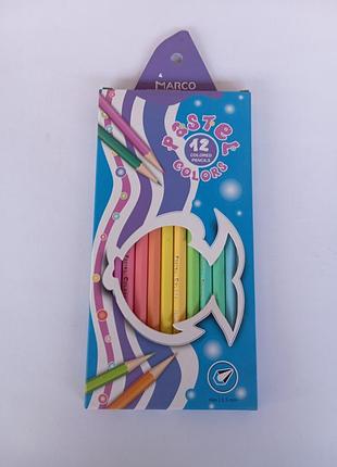 Карандаши цветные 12 цв марко 5200 пастель