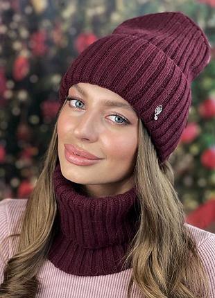 Комплект «витория» (шапка и баф) (5074-7) бордовый