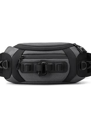 Мужская сумка через плечо легкая износостойкая серая бананка tiding