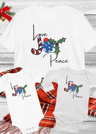 Набор: футболки фэмили лук family look для всей семьи "love joy peace" push it