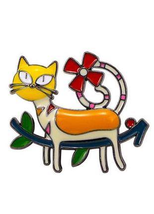 Брошь "котик на ветке", брошь булавка