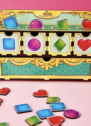 Детская игрушка сортер с фигурками и 6 планками для обучения цветов и мелкой моторики настольная деревянная игра