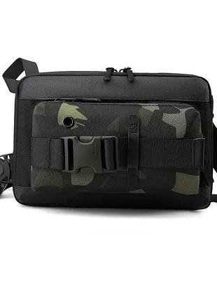 Мужская нагрудная сумка черная плотная вместительная бананка we power