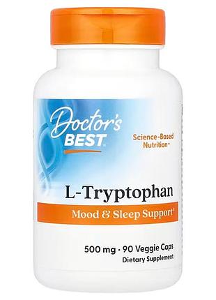 Триптофан, l-tryptophan, doctor's best, 500 мг, 90 веганских капсул