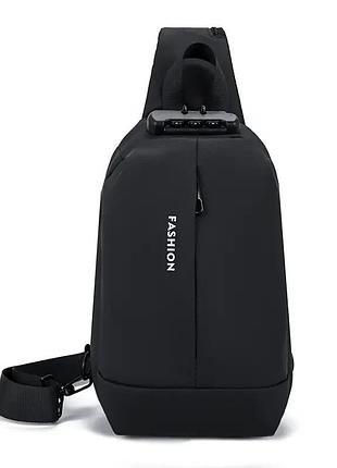 Мужская сумка слинг плотная молодежная повседневная черная we power