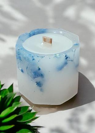 Кристалл спокойствия - свеча 5*5,5 см, с деревянным фителем, 15 часы горение, с ароматом мята