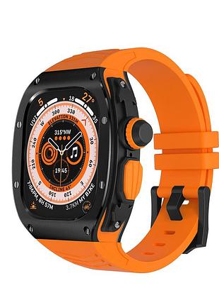 Ремінець, безель (рант) для apple watch ultra 49 mm жовтогарячий із чорним