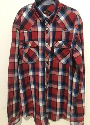 Чоловіча сорочка в красно-біло-синю клітинку zara xl