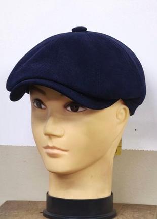 Кепка мужская восьмиклинка хулиганка вельветовая синий синяя демисезонная comfort heads весна осень синтеп 59