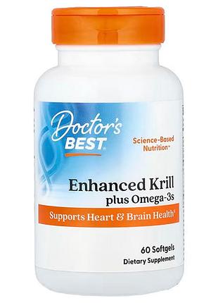 Рыбий жир из криля с dha и epa плюс омега-3, real krill, doctor's best, 60 капсул
