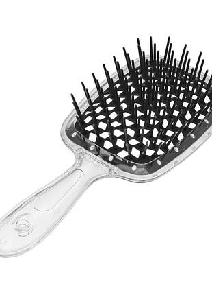 Расчёска superbrush для нарощенных волос. продувная, прозрачная/черная