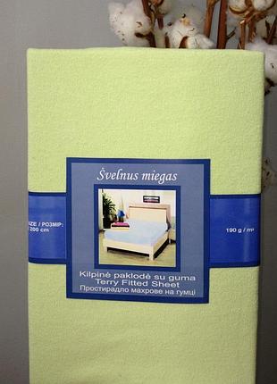 Простынь махровая на резинке 200х200см салатовый