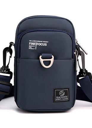 Сумка через плече soyate 168 для мобильного телефона водонепроницаемая цвет черный синий