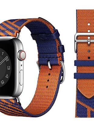Змінний тканинний ремінець для apple watch 42 / 44 / 45 / 49 мм жовтогарячий із синім