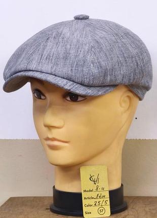 Кепка мужская восьмиклинка хулиганка 8 клинка comfort heads летняя ткань лён льняная серая 62