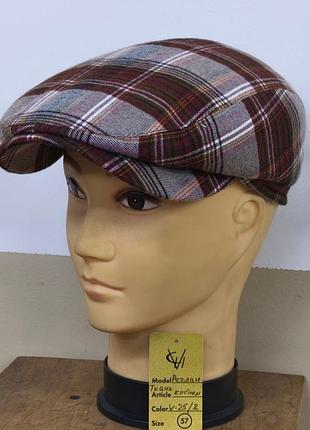 Кепка реглан гаврош мужская хулиганка костюмная ткань 25/2 демисезонная comfort heads весна осень клетка корич 59