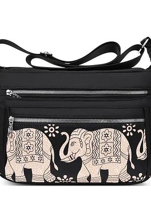 Сумка женская вместительная нейлоновая черная weilexing | 8849