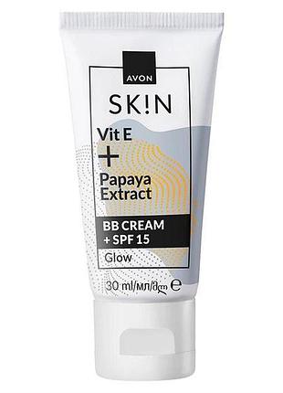 Bb крем avon + spf 15 с витамином е и экстрактом папайи «сияние», 30 мл extra light/экстра светлый