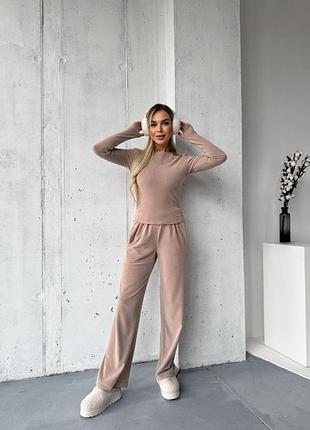 Женский костюм из флиса двойка (лонслив+брюки)