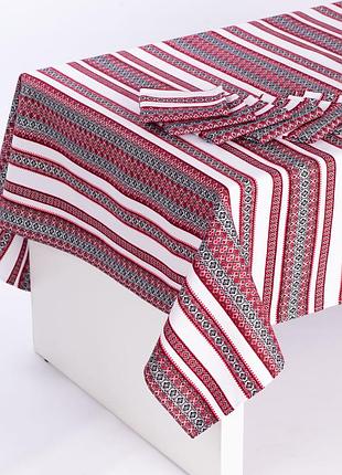 Комплект столовий тіффані червоний(скатертина+6 серветок)