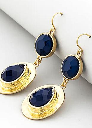 Серьги бижутерия с синими камнями