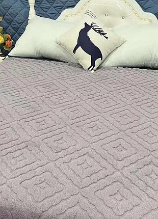 Плед двухспальный пушистый koloco "большой ромбик" 180 х 200 см (37216) сиреневый