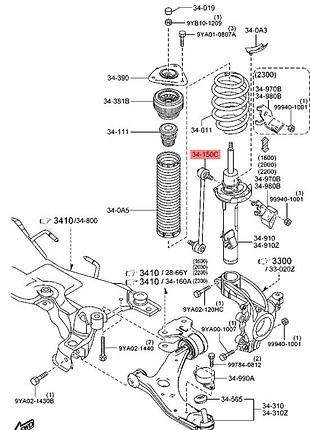 Стойка стабилизатора заднего mazda civic vii 99-06, bp4k28170g