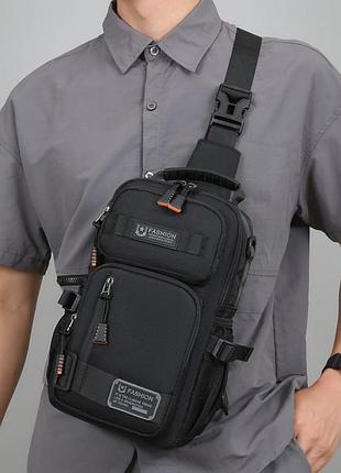 Однолямочний рюкзак сумка mackros 9961 чоловічий міський вологостійкий чорний 5л