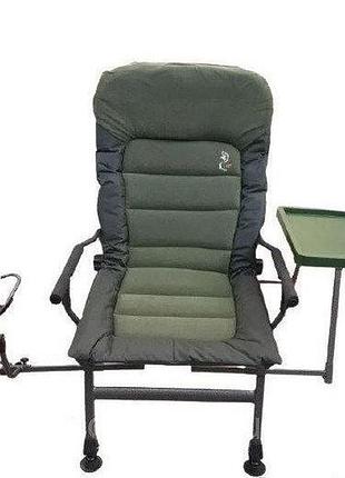 Elektrostatyk крісло коропове посилене з підлокітниками зі столиком і тримачем для вудки, 150кг fk6 st/p