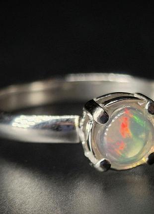 Кольцо серебряное с природным эфиопским опалом, ручная работа