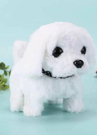 Игрушка детская интерактивная песик лающий белый + батарейки