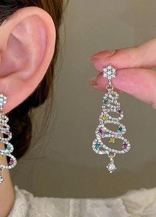 Жіночі різдвяні сережки ялинка 🎄