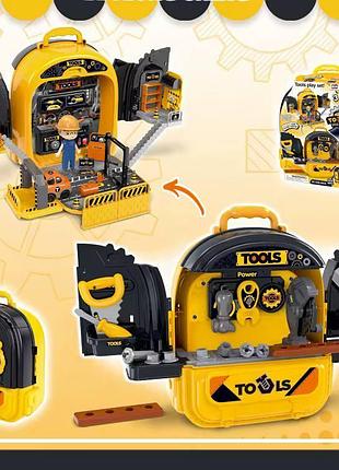 Детская мастерская 3в1 «юный механик» двухсторонний чемодан-рюкзак с инструментами