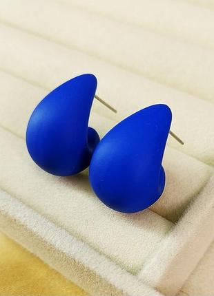 Серьги бижутерия минимализм синие капли