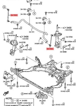 Стойка стабилизатора переднего правая mazda cx-9 tc, td1134150a