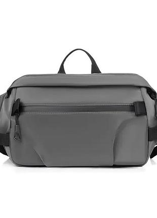 Мужская нагрудная сумка бананка водонепроницаемая трендовая серая we power