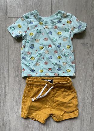🐸комплект футболка шорти 3-6 місяців бавовна