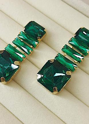 Сережки біжутерія зелені