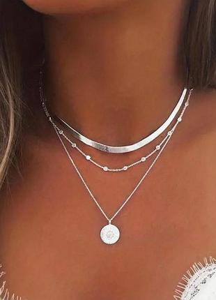 Чокер колье цепочки многослойные