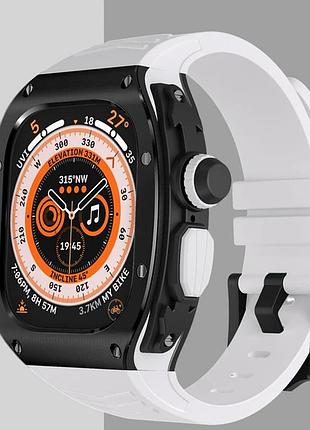 Ремінець, безель (рант) для apple watch ultra 49 mm білий з чорним