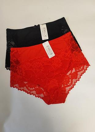 Высокие трусики с кружевом комплект 2 шт